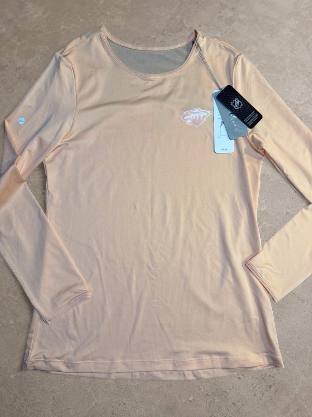 Minnesota Wild Levelwear Women’s Small Peach Long Sleeve Mesh Top NWT